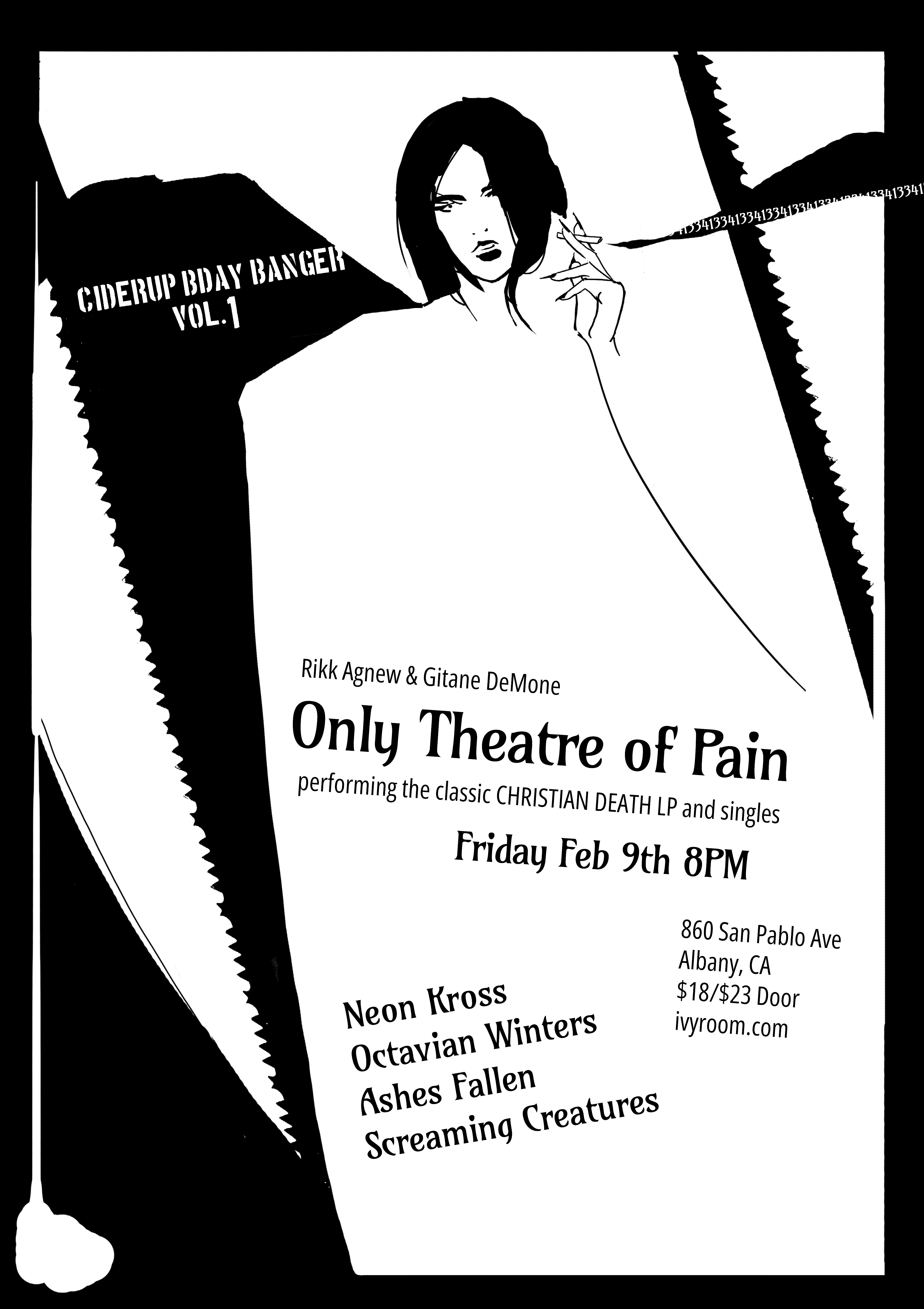 Only Theatre of Pain feat. Rikk Agnew and Gitane DeMone. | Gig Poster